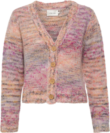 Crvinnah Knit Cardigan Tops Knitwear Cardigans Pink Cream