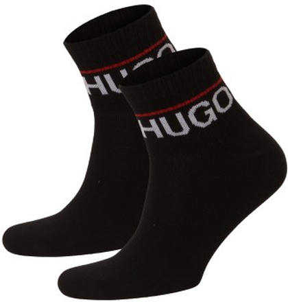 HUGO Strømper 2P Label Rib Short Socks Sort Str 43/46
