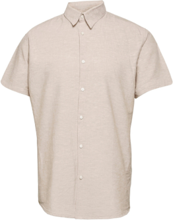 Slhregnew-Linen Shirt Ss Classic Kortermet Skjorte Beige Selected Homme*Betinget Tilbud