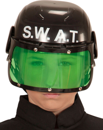 Svart SWAT Hjelm med Grønt Visir til Barn