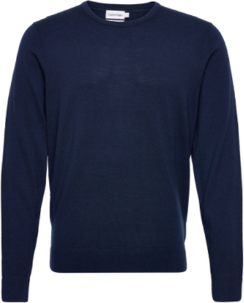 Merino Crew Neck Sweater Strikkegenser M. Rund Krage Marineblå Calvin Klein*Betinget Tilbud