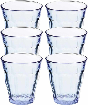 6x Drinkglazen/waterglazen blauw Picardie hardglas 31 cl