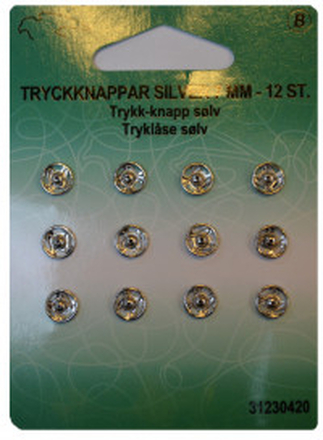 Tryckknappar Silver 7mm 12 st.