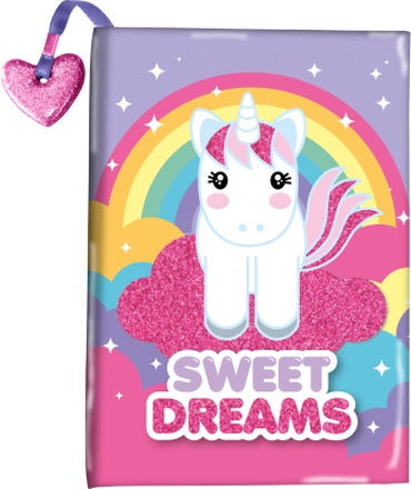 Roze/paars sweet Dreams dagboek eenhoorn/unicorn met glitter