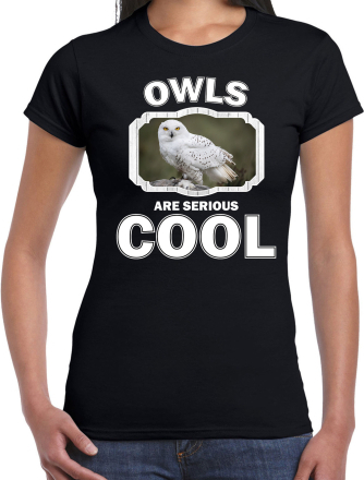 Dieren sneeuwuil t-shirt zwart dames - owls are cool shirt
