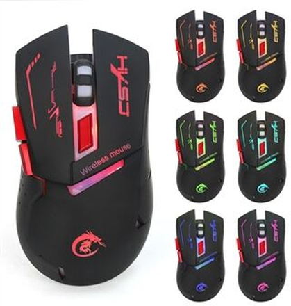 HXSJ X30 7 Colors 3 Levels of Adjustable DPI Colorful Luminescent Game Mouse - Black
