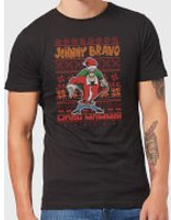 Johnny Bravo Johnny Bravo Pattern Men's Christmas T-Shirt - Black - L