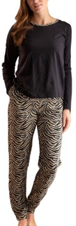Trofe Zebra Long Sleeve Pyjama Sort mønstret bomuld Large Dame