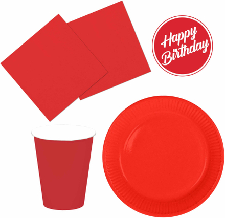 Tafel dekken feestartikelen kleur rood 40x bordjes/40x drink bekers/40x servetten
