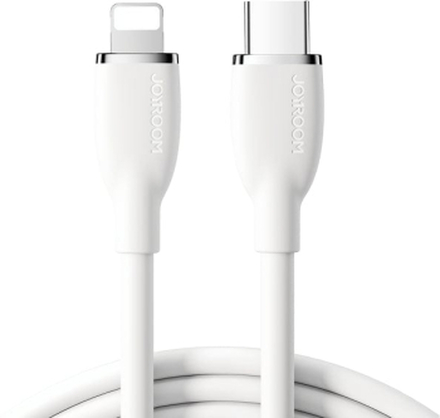 JOYROOM SA29-CL3 30W USB-C/Type-C to 8 Pin Liquid Silicone Fast Charging Data Cable, Length: 1.2m(White)