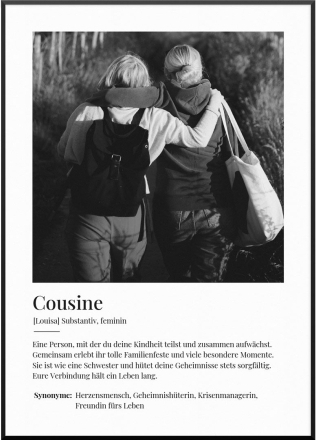 Fotoposter Definition Cousine, 20 x 30 cm