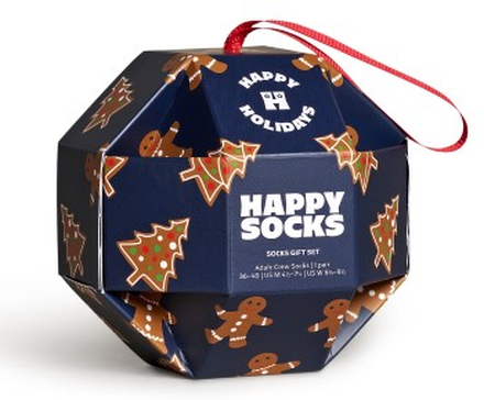Happy Sock Gingerbread Cookies Gift Set Strømper Marine mønster modal Str 36/40