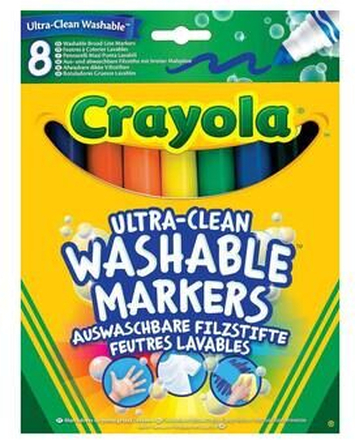 Crayola ultra clean filtpenne med keglespids, 8 stk.