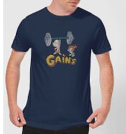 The Flintstones Distressed Bam Bam Gains Men's T-Shirt - Navy - M