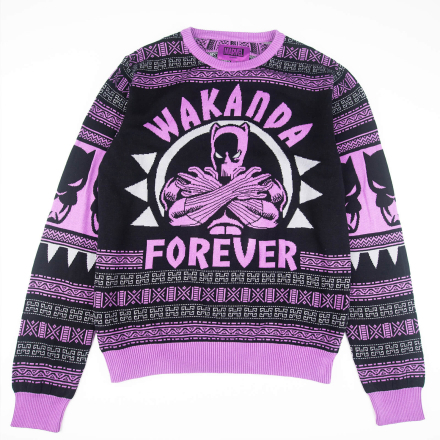 Black Panther Wakanda Forever Knitted Christmas Jumper - XL
