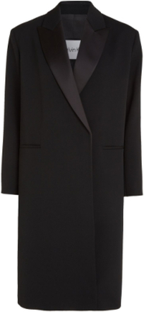 Tuxedo Wool Satin Coat Outerwear Coats Winter Coats Black Calvin Klein