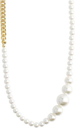 Beat Pearl Necklace Gold-Plated Accessories Jewellery Necklaces Pearl Necklaces Gold Pilgrim