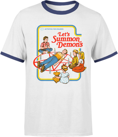 Let's Summon Demons Men's Ringer T-Shirt - White/Navy - XL - White/Black
