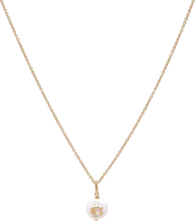 Coach Signature Coin Pearl Pendant Necklace Designers Jewellery Necklaces Pearl Necklaces Gold Coach Accessories