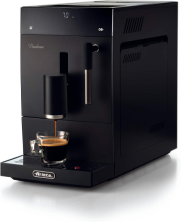 Ariete 1452 Diadema, Macchina da caffè automatica, 1350W, 19 bar di pressione, Per caffè, americano e acqua calda, Dispositivo Cappuccino, Display LED, Erogatore Regolabile, Nera