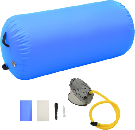 vidaXL Oppblåsbar gymnastikkrull med pumpe 120x90 cm PVC blå