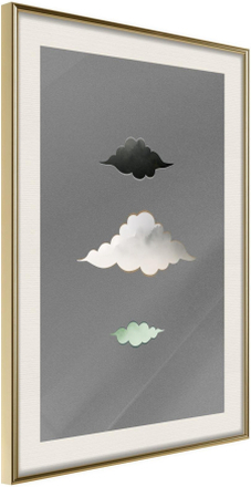 Inramad Poster / Tavla - Cloud Family - 40x60 Guldram med passepartout