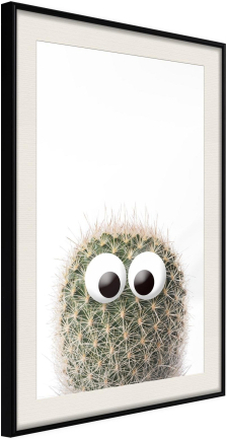 Inramad Poster / Tavla - Funny Cactus II - 40x60 Svart ram med passepartout