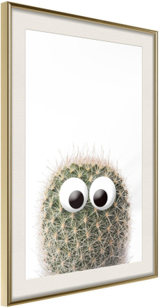 Inramad Poster / Tavla - Funny Cactus II - 40x60 Guldram med passepartout
