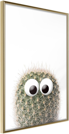 Inramad Poster / Tavla - Funny Cactus II - 30x45 Guldram