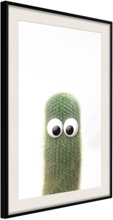 Inramad Poster / Tavla - Funny Cactus IV - 30x45 Svart ram med passepartout