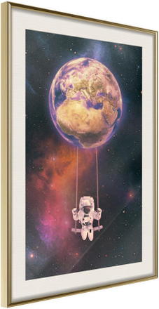 Inramad Poster / Tavla - The Whole World is a Playground - 40x60 Guldram med passepartout