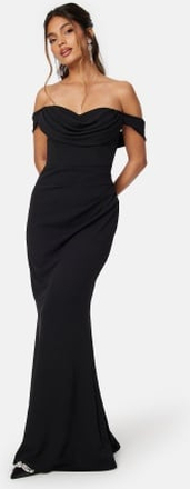 Goddiva Off Shoulder Maxi Dress Black L (UK14)