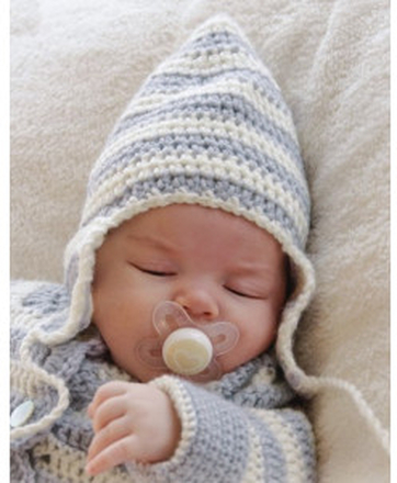 Baby Blues Hat by DROPS Design - Babymssa virkmnster str. 0/3 mdr - - 6/18 mdr