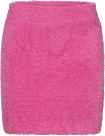 Printed Fluffy Knit Skirt Designers Short Pink ROTATE Birger Christensen