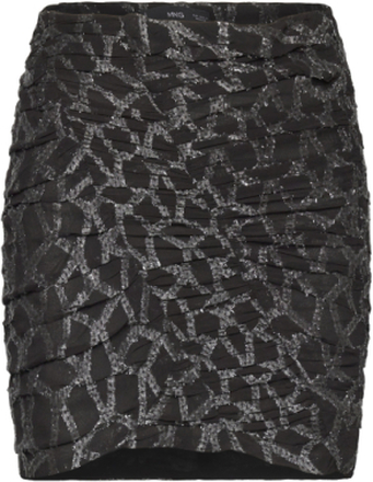 Ruched Lurex Skirt Kort Nederdel Black Mango