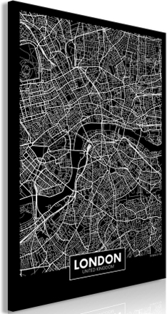 Lærredstryk Dark Map of London (1 del)