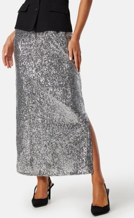 Pieces Pcniri high waist ankle skirt Silver Detail:SEQUIN XL