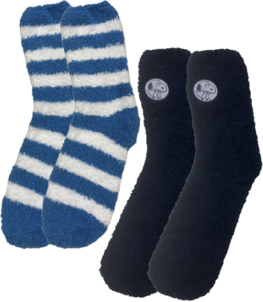 2 Paar PEANUTS Kuschel-Socken warme Winter-Strümpfe mit Logo-Patch Dunkelblau/Hellblau