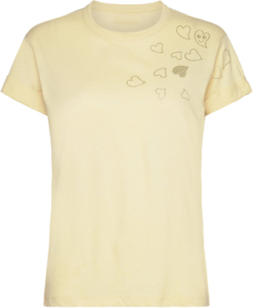 Anya Pcl Rain Strass Designers T-shirts & Tops Short-sleeved Yellow Zadig & Voltaire