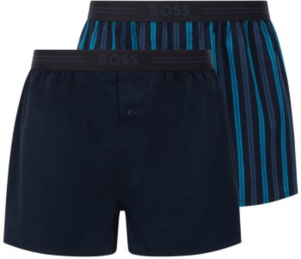 BOSS 2P Woven Boxer Shorts With Fly Blå/Lila bomull X-Large Herre