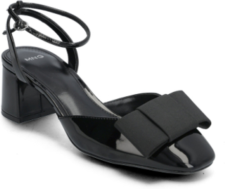 Patent Leather Bow Shoe Shoes Heels Pumps Peeptoes Black Mango