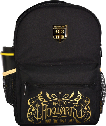 Harry Potter Back to Hogwarts Black & Camel Nylon Backpack