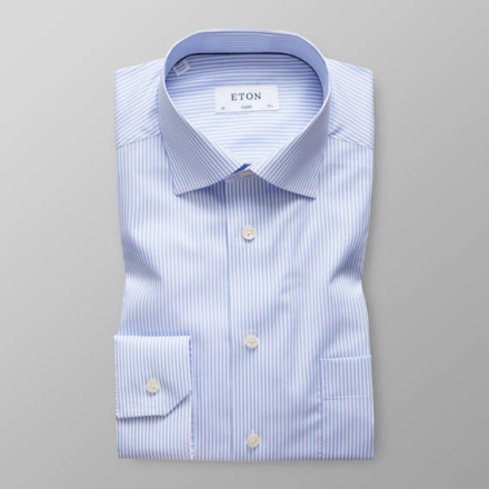 Eton Classic fit Ljusblårandig Stretch skjorta