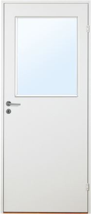 Innerdörr Orust - Slätt kompakt dörrblad med glas G21 Vit (standard) (NCS S 0502-Y) Klarglas
