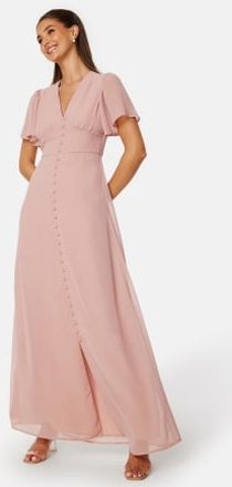 Bubbleroom Occasion Butterfly Sleeve Button Gown Dusty pink 40
