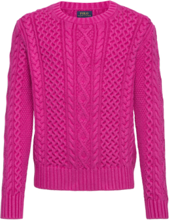 Aran-Knit Cotton Sweater Tops Knitwear Pullovers Pink Ralph Lauren Kids