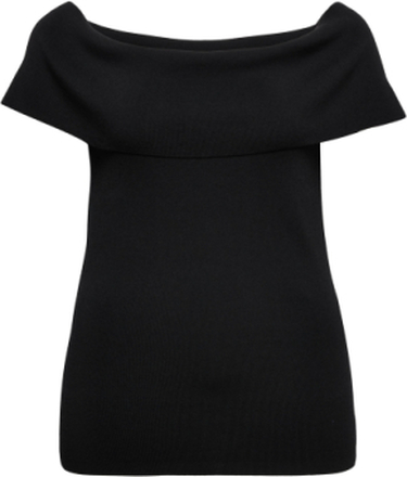 Off-The-Shoulder Sweater Tops T-shirts & Tops Short-sleeved Black Lauren Women