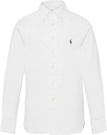 Slim Fit Cotton Oxford Shirt Tops Shirts Long-sleeved Shirts White Ralph Lauren Kids
