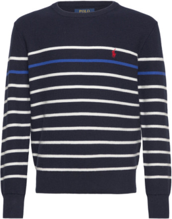 Striped Mesh-Knit Cotton Sweater Tops Knitwear Pullovers Navy Ralph Lauren Kids