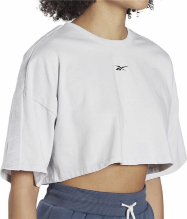 Kortærmet T-shirt til Kvinder Reebok Fitness Crop Vector Velour Lysegrå XS